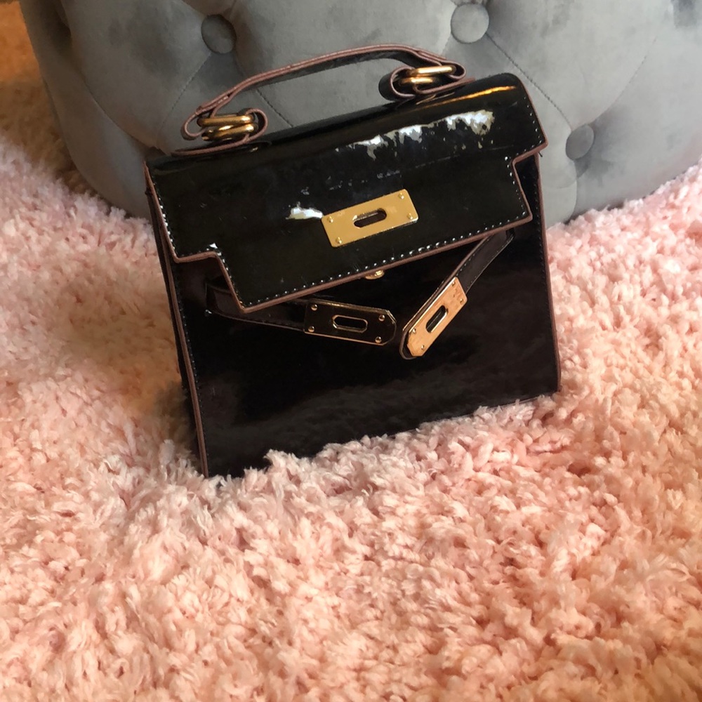 Black shine cross body bag